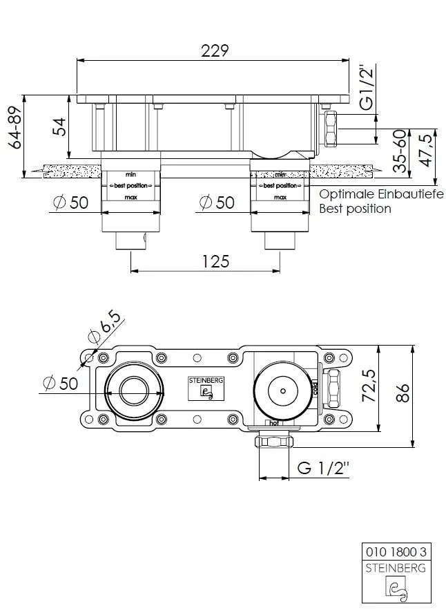 Steinberg Universal UP Körper ½" Inkl. Steinbox, Für Waschtisch Einhebelmischer 2 Steinberg Universal UP Körper ½" Inkl. Steinbox, Für Waschtisch Einhebelmischer – Bild 2