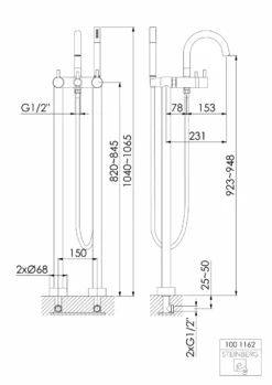 Steinberg Serie 100 Freistehende Wanne / Brause-Armatur 1001162, Chrom -Bad Zubehörgeschäft 100 1162 tz 1280x1280