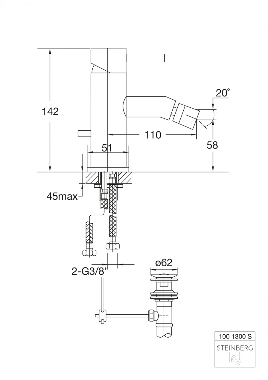 Steinberg Bidet Einhebelmischer, Matt Black 2 Steinberg Bidet Einhebelmischer, Matt Black – Bild 2