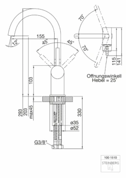 Steinberg Serie 100 Waschtisch-EHM-Batterie Ohne Ablaufgarn., Chrom 1001510 -Bad Zubehörgeschäft 100 1510 tz 1280x1280