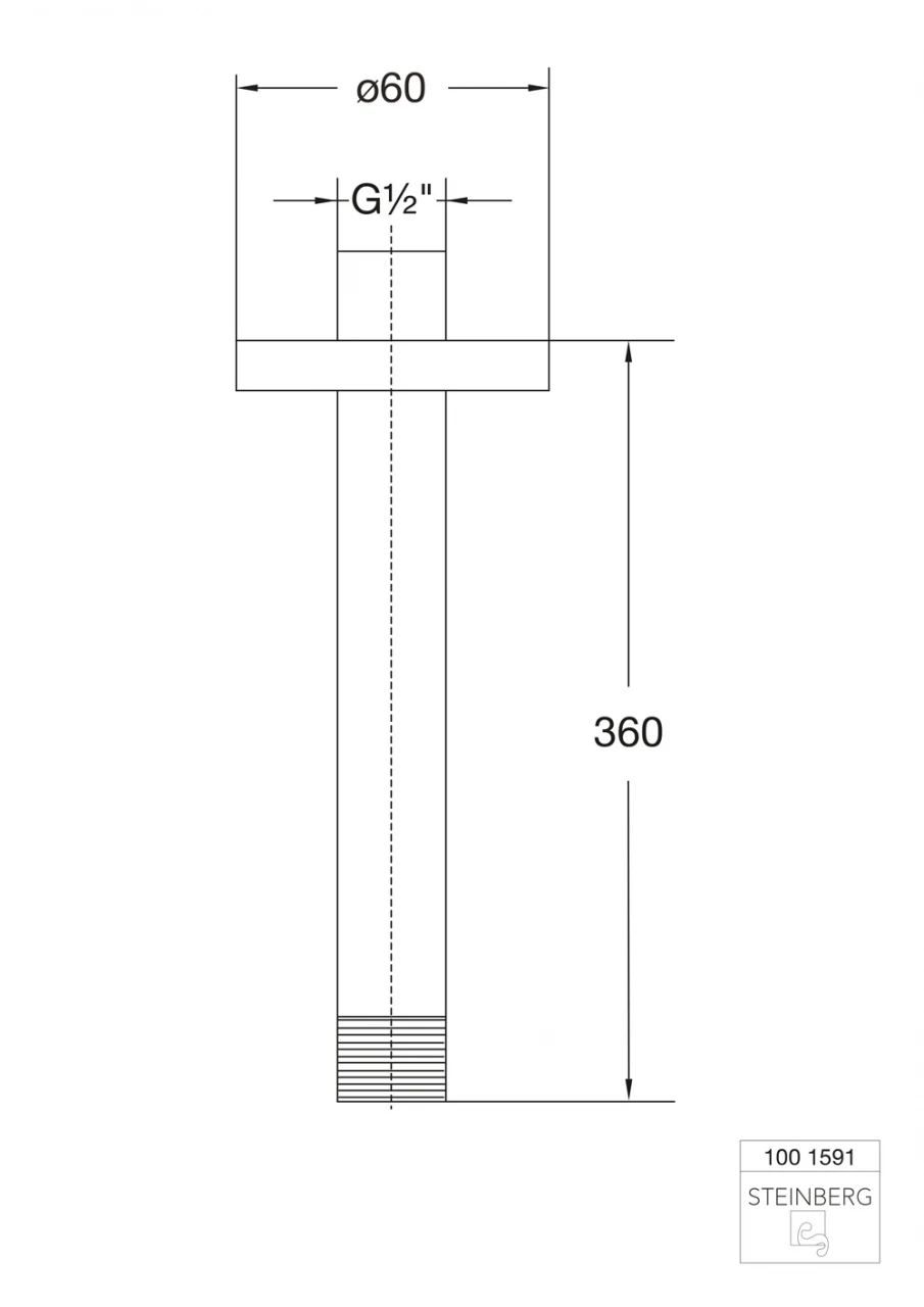 Steinberg Serie 100 Brausearm-Deckenmontage 360 Mm 1001591, Chrom 3 Steinberg Serie 100 Brausearm-Deckenmontage 360 Mm 1001591, Chrom – Bild 3
