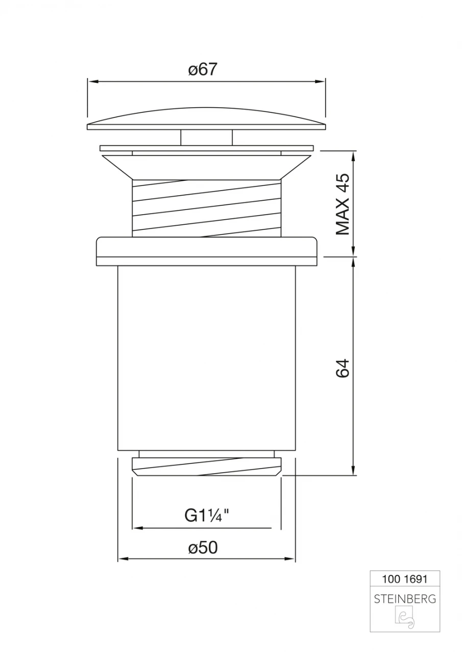Steinberg Serie 100 Ablaufgarnitur Mit Druckverschluss (ohne Überlauf), 1001691 Chrom 3 Steinberg Serie 100 Ablaufgarnitur Mit Druckverschluss (ohne Überlauf), 1001691 Chrom – Bild 3
