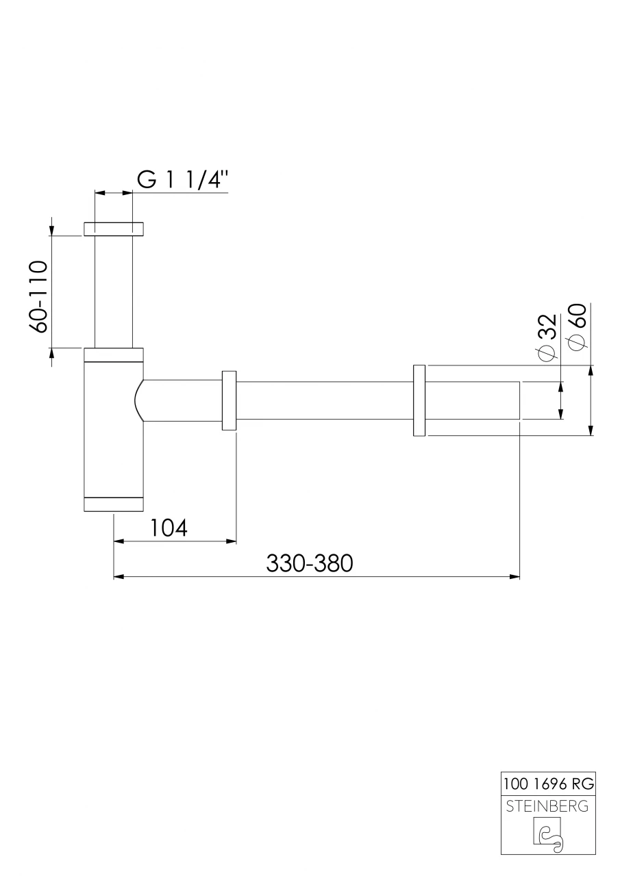 Steinberg Serie 100 Designsiphon Ohne Ablaufgarnitur, Rose Gold 2 Steinberg Serie 100 Designsiphon Ohne Ablaufgarnitur, Rose Gold – Bild 2