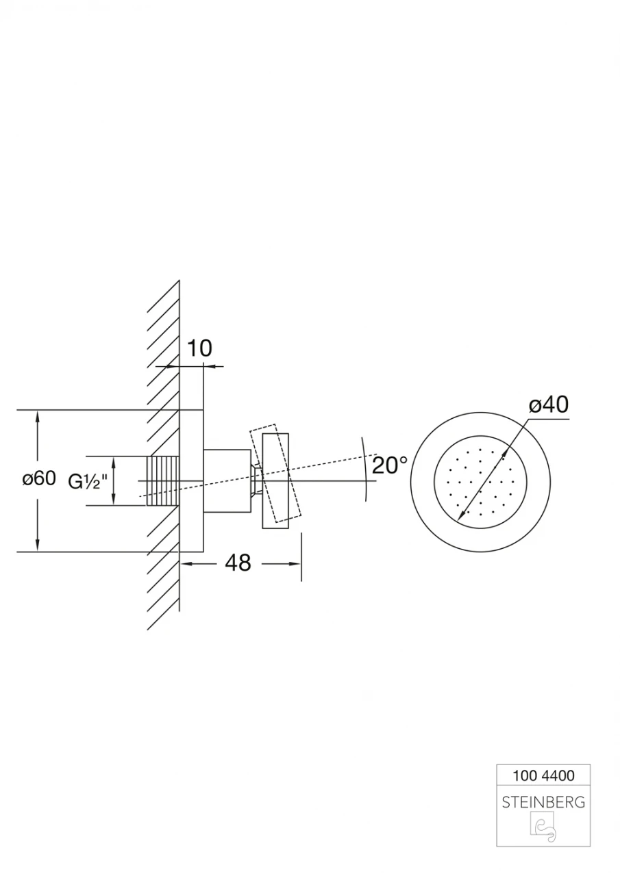 Steinberg Serie 100 Seitenbrause 1/2'' Schwenkbar 1004400 2 Steinberg Serie 100 Seitenbrause 1/2'' Schwenkbar 1004400 – Bild 2