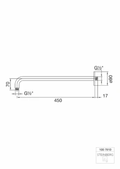 Steinberg Serie 100 Brausearm - Wandmontage 450mm, 1007910 Chrom -Bad Zubehörgeschäft 100 7910 tz 1280x1280