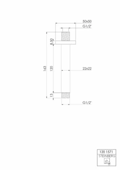 Steinberg Serie 120 Brausearm 1/2'' Eckig 120mm, 1201571 Chrom -Bad Zubehörgeschäft 120 1571 tz 1280x1280
