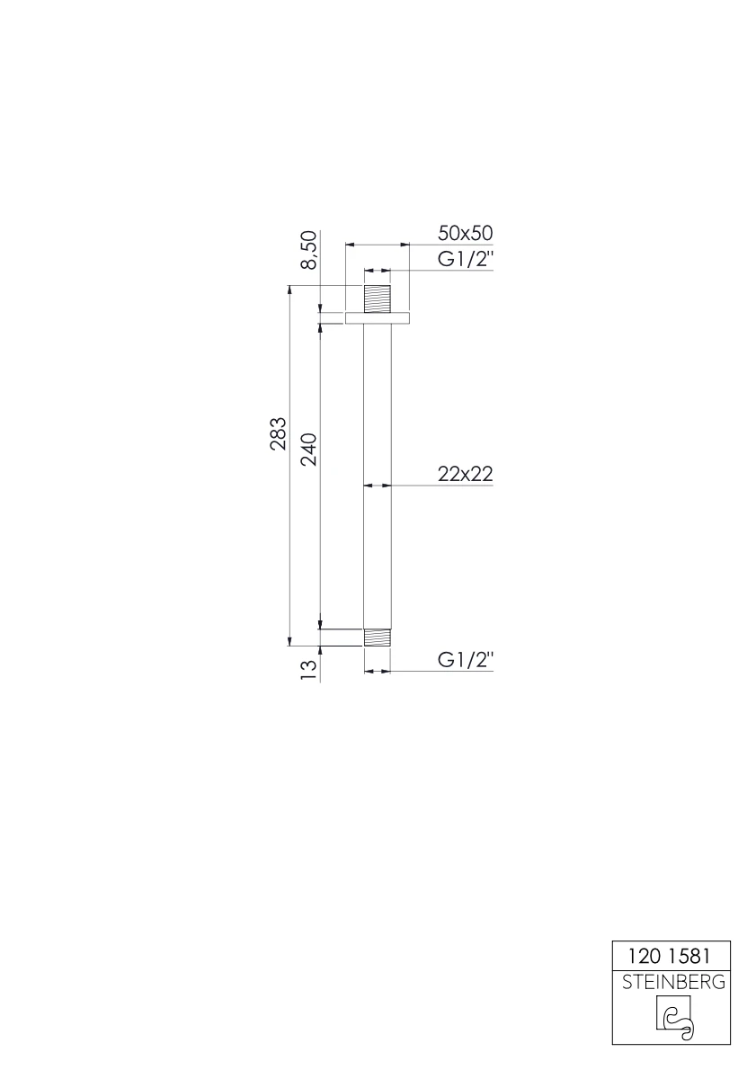 Steinberg Serie 120 Brausearm-Deckenmontage 240 Mm, 1201581 Chrom 3 Steinberg Serie 120 Brausearm-Deckenmontage 240 Mm, 1201581 Chrom – Bild 3