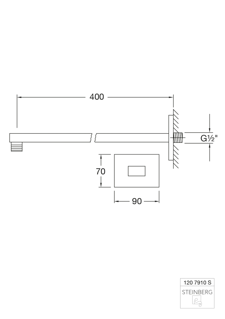 Steinberg Brausearm - Wandmontage 400mm, Mit Verstärkter Wandhalterung , Matt Black Zu 120 1686 S 2 Steinberg Brausearm - Wandmontage 400mm, Mit Verstärkter Wandhalterung , Matt Black Zu 120 1686 S – Bild 2