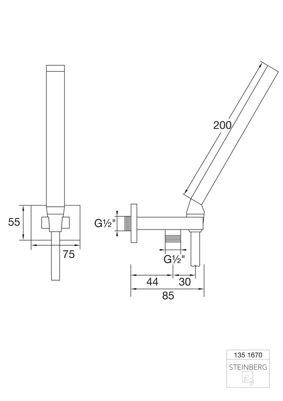 Steinberg Serie 135 Handbrausegarnitur Mit Integriertem Brauseanschlussbogen, 1351670 Chrom 3 Steinberg Serie 135 Handbrausegarnitur Mit Integriertem Brauseanschlussbogen, 1351670 Chrom – Bild 3