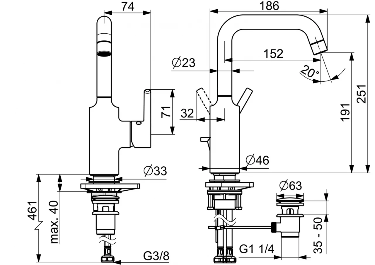 HANSA HANSAVANTIS Einhandmischer Waschtischbatterie Chrom 52542267 2 HANSA HANSAVANTIS Einhandmischer Waschtischbatterie Chrom 52542267 – Bild 2