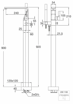Steinberg Serie 230 Freistehende Wanne/Brause -Armatur, Mit Umsteller, Handbrause, Chrom 2301163 -Bad Zubehörgeschäft 230 1163 tz 1280x1280