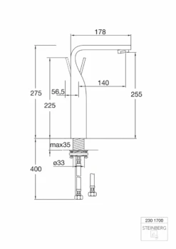 Steinberg Serie 230 Waschtisch-Einhebelmischerbatterie Mit Hohem Sockel 2301700 Chrom -Bad Zubehörgeschäft 230 1700 tz 1280x1280