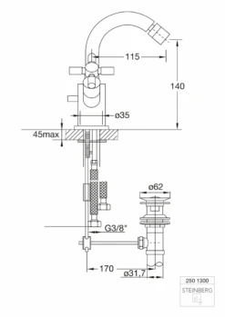 Steinberg Serie 250 Bidet-Zweigriffarmatur M. Ablaufgarnitur, Chrom 5 Steinberg Serie 250 Bidet-Zweigriffarmatur M. Ablaufgarnitur, Chrom -Bad Zubehörgeschäft 250 1300 tz 1280x1280