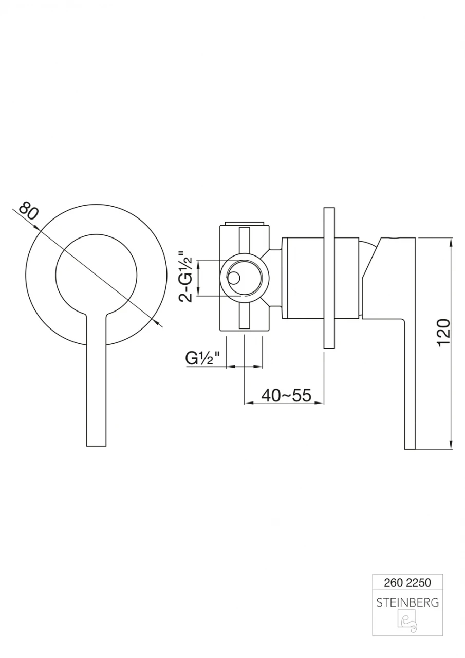Steinberg UP Brause-EHM-Batterie, Einbaufertig, Chrom 2 Steinberg UP Brause-EHM-Batterie, Einbaufertig, Chrom – Bild 2