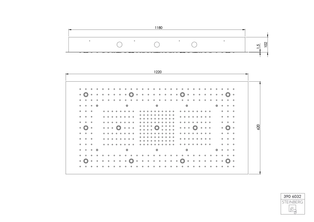 Steinberg Sensual Rain Regenpaneel 1220x620mm, 3- Strahlarten, Für Deckeneinbau 2 Steinberg Sensual Rain Regenpaneel 1220x620mm, 3- Strahlarten, Für Deckeneinbau – Bild 2