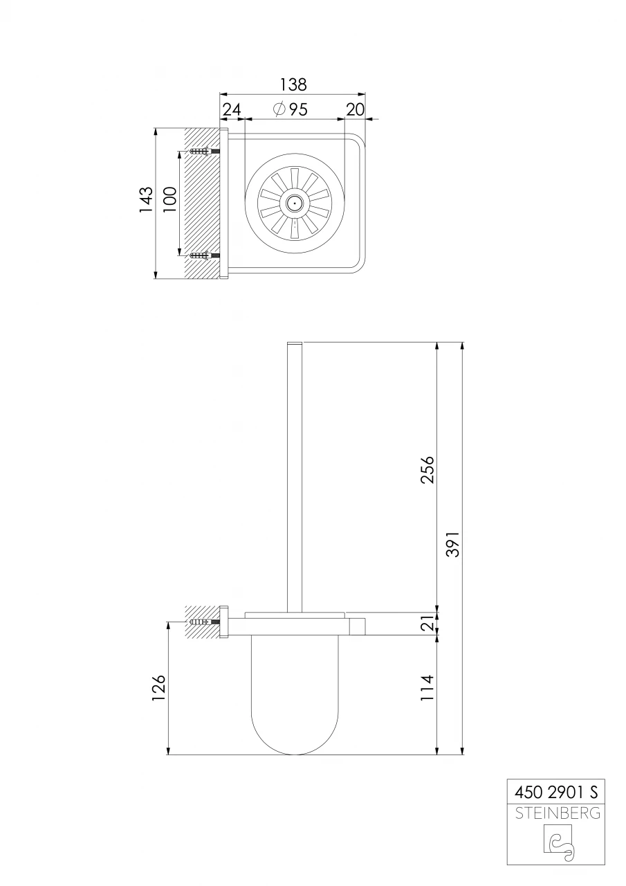Steinberg Serie 450 Bürstengarnitur Mit Glas Satiniert, Aus Messing, Matt Black 2 Steinberg Serie 450 Bürstengarnitur Mit Glas Satiniert, Aus Messing, Matt Black – Bild 2