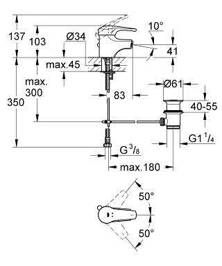 Grohe EUROSMART Bidet - Einhandmischer Chrom 33268 2 Grohe EUROSMART Bidet - Einhandmischer Chrom 33268 – Bild 2