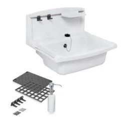 SANIT Multiset Funktionsbecken Weiß 550x450mm Komplettset Mit Seifenspender Und Ablagen 60005010099