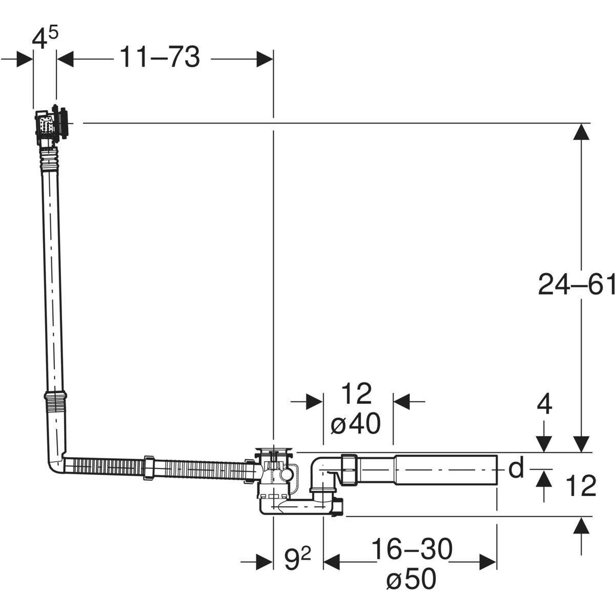 Geberit Uniflex Badewannen-Zu- Und Ablauf- Garnitur D52, XL, Mit Einlaufarmatur 2 Geberit Uniflex Badewannen-Zu- Und Ablauf- Garnitur D52, XL, Mit Einlaufarmatur – Bild 2