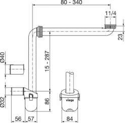 Viega Geruchverschluss Raumsparsiphon Möbelsiphon Modell 5634.15 DN32/40 1 1/4" 804688 -Bad Zubehörgeschäft DDm563415 1280x1280