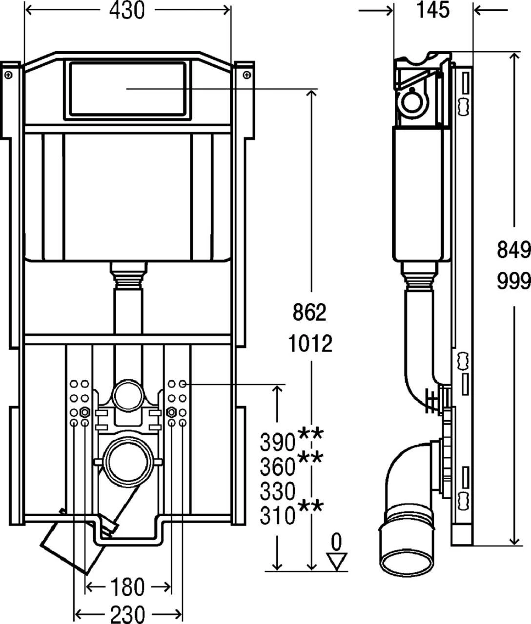 Viega Steptec WC Modul 8461.3 In Stahl Verzinkt BH 980mm 656119 2 Viega Steptec WC Modul 8461.3 In Stahl Verzinkt BH 980mm 656119 – Bild 2