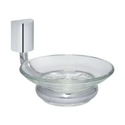 Perfetto 2 Seifenhalter Mit Glaseinsatz (klar) Mit Dekor ''Düne'', Messing Massiv, PERF-SH2 Chrom