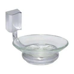 Perfetto 2 Seifenhalter Mit Glaseinsatz (klar) Mit Dekor ''Wal'', Messing Massiv, PERF-SH2 Chrom