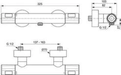 Ideal Standard Ceratherm T100 Thermostat Brausearmatur Aufputz A7229AA -Bad Zubehörgeschäft IS CerathermT100 A7229 PrListDrw NN 1280x1280