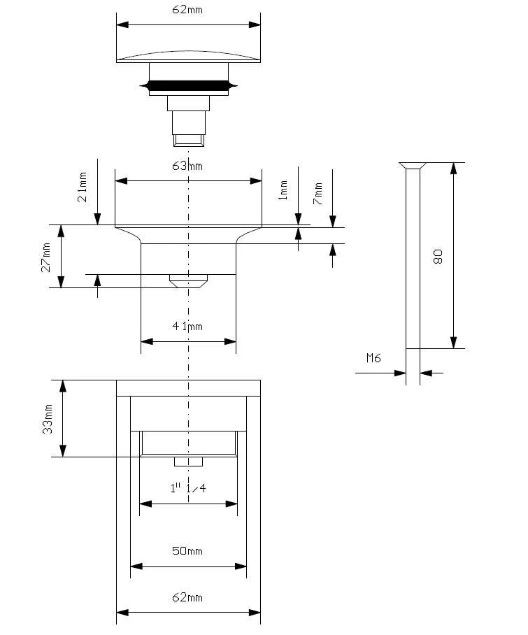 Schaftventil Für Waschbecken Mit Click-Clack , Push Open , Push Up , Klick-Klack Verschlussmechanism 2 Schaftventil Für Waschbecken Mit Click-Clack , Push Open , Push Up , Klick-Klack Verschlussmechanism – Bild 2