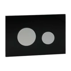 TECE Betätigungsplatte Glas TECEloop Für WC-Zweimengentechnik, Glas Schwarz, Tasten Chrom Matt