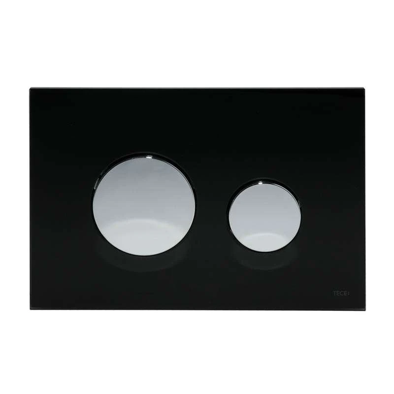 TECE Betätigungsplatte Glas TECEloop Für WC-Zweimengentechnik, Glas Schwarz, Tasten Chrom Glänzend 2 TECE Betätigungsplatte Glas TECEloop Für WC-Zweimengentechnik, Glas Schwarz, Tasten Chrom Glänzend – Bild 2
