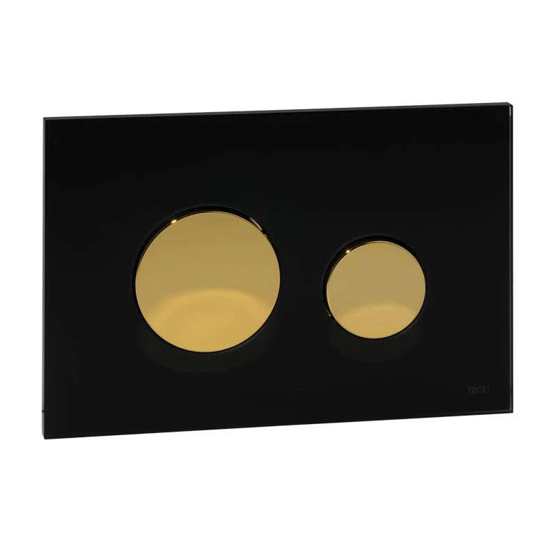 TECE Betätigungsplatte Glas TECEloop Für WC-Zweimengentechnik, Glas Schwarz, Tasten Gold 9240658 1 TECE Betätigungsplatte Glas TECEloop Für WC-Zweimengentechnik, Glas Schwarz, Tasten Gold 9240658