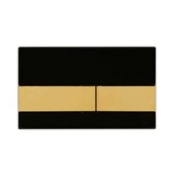 TECE WC-Betätigungsplatte TECEsquare Glas Für Zweimengentechnik, Glas Schwarz, Tasten Gold 924080