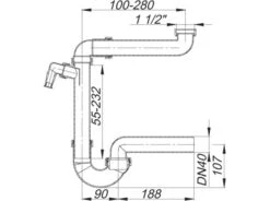 DALLMER Raumspar-Siphon 121, 1 1/2" X DN 40, 040213 -Bad Zubehörgeschäft dlv 040213 1280x1280