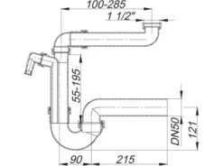 DALLMER Raumspar-Siphon 121 SL, 1 1/2" X DN 50, 040220 -Bad Zubehörgeschäft dlv 040220 1280x1280