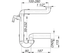 DALLMER Raumspar-Siphon 121, 1 1/2" X DN 40/DN 50, 040237 -Bad Zubehörgeschäft dlv 040237 1280x1280