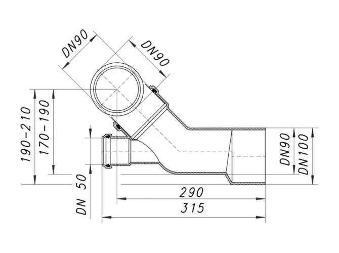 DALLMER Wand-WC-Anschluss 89, DN 90xDN 50xDN 100, 330147 2 DALLMER Wand-WC-Anschluss 89, DN 90xDN 50xDN 100, 330147 – Bild 2