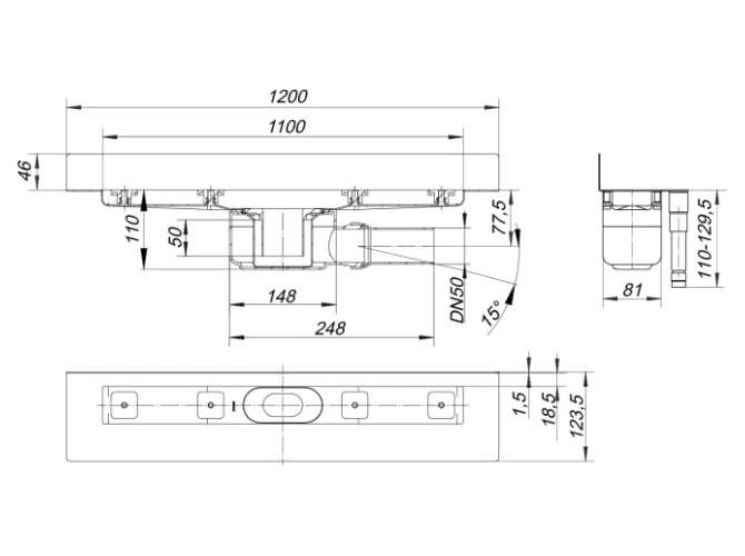 DALLMER Duschrinne CeraLine W 1100 Mm, DN 50, 520180 2 DALLMER Duschrinne CeraLine W 1100 Mm, DN 50, 520180 – Bild 2
