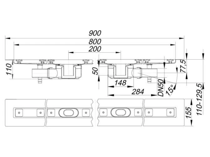 DALLMER Duschrinne CeraLine F Duo 800 Mm, DN 50, 521804 2 DALLMER Duschrinne CeraLine F Duo 800 Mm, DN 50, 521804 – Bild 2