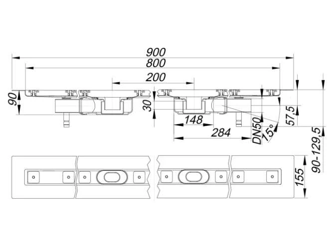 DALLMER Duschrinne CeraLine Plan F Duo 800 Mm, DN 50, 521903 2 DALLMER Duschrinne CeraLine Plan F Duo 800 Mm, DN 50, 521903 – Bild 2