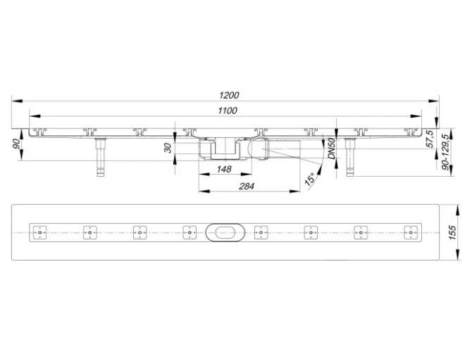 DALLMER Duschrinne CeraLine PLAN F 1100 Mm, DN 50, 523075 2 DALLMER Duschrinne CeraLine PLAN F 1100 Mm, DN 50, 523075 – Bild 2