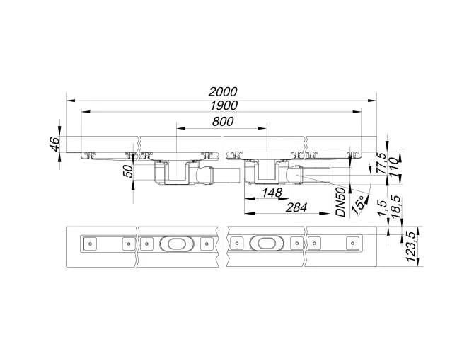 DALLMER Duschrinne CeraLine W Duo 1900 Mm, DN 50, 524157 2 DALLMER Duschrinne CeraLine W Duo 1900 Mm, DN 50, 524157 – Bild 2
