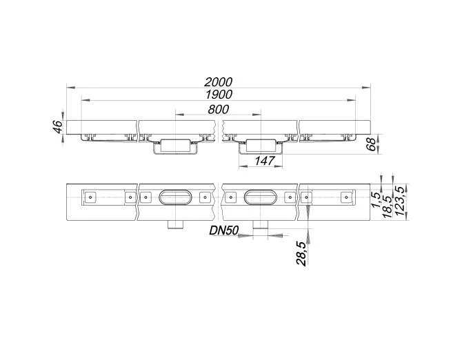 DALLMER Duschrinne CeraLine Nano W Duo 1900 Mm, DN 50, 524850 2 DALLMER Duschrinne CeraLine Nano W Duo 1900 Mm, DN 50, 524850 – Bild 2