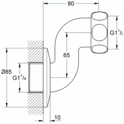 GROHE S-Anschluss 12413 Verstellbarkeit 65mm 1 1/2''x5/4'' Chrom