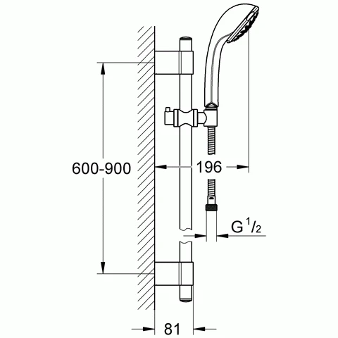 GROHE Brausegrt. Relexa Champagne 28932 900mm Mit Wandhaltern Aus Metall Chrom, 28932001 2 GROHE Brausegrt. Relexa Champagne 28932 900mm Mit Wandhaltern Aus Metall Chrom, 28932001 – Bild 2