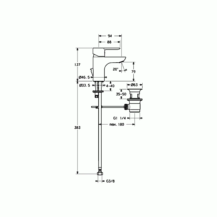 HANSA Waschtisch-Einhand-Einlochbatterie Hansaligna XS 0607 Verchromt 2 HANSA Waschtisch-Einhand-Einlochbatterie Hansaligna XS 0607 Verchromt – Bild 2
