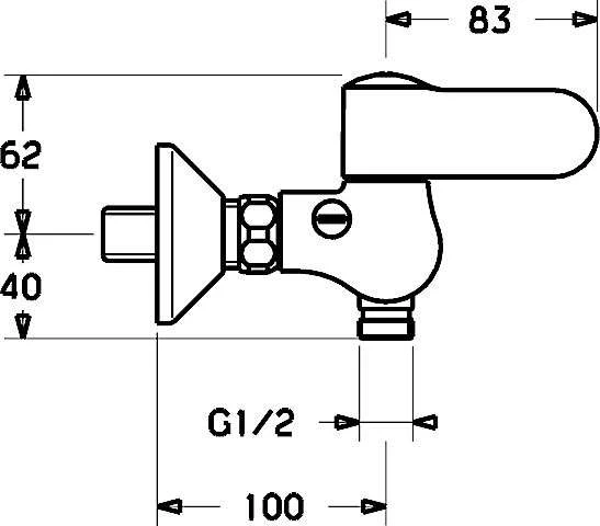 HANSA Brause-Thermostat-Batterie Für Wandaufbau Hansatempra 0824 Verchromt 2 HANSA Brause-Thermostat-Batterie Für Wandaufbau Hansatempra 0824 Verchromt – Bild 2
