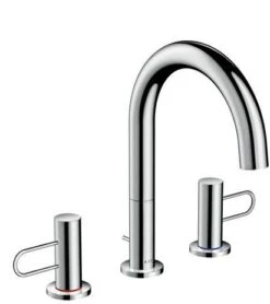 Hansgrohe 3-Loch Waschtischarmatur 200 Axor Uno Bügelgriff BN Brushed Nickel, 38054820