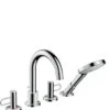 Hansgrohe 4-Loch Wannenarmatur Axor Uno F-Set Bügelgriff PB Wannenrandmontage Polished Brass, 384459