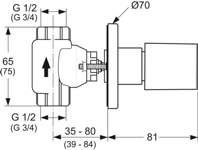 Ideal Standard Celia Wandeinbauventil DN 15 Und DN 20 Für Wandeinbau, Chrom, A3453AA 2 Ideal Standard Celia Wandeinbauventil DN 15 Und DN 20 Für Wandeinbau, Chrom, A3453AA – Bild 2